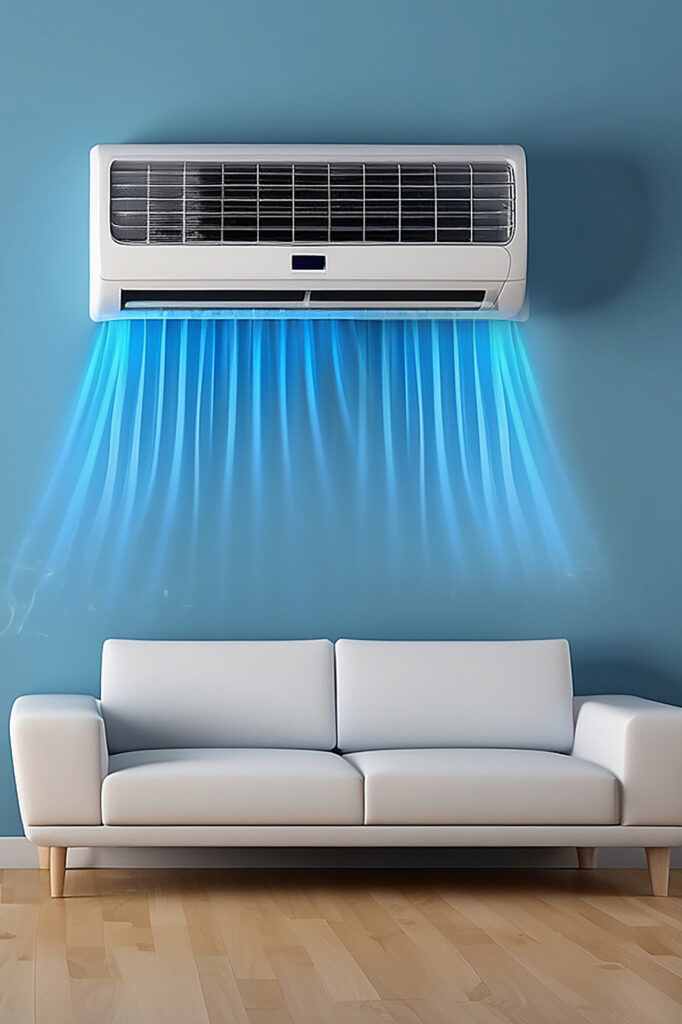 Air conditioner blowing cold air